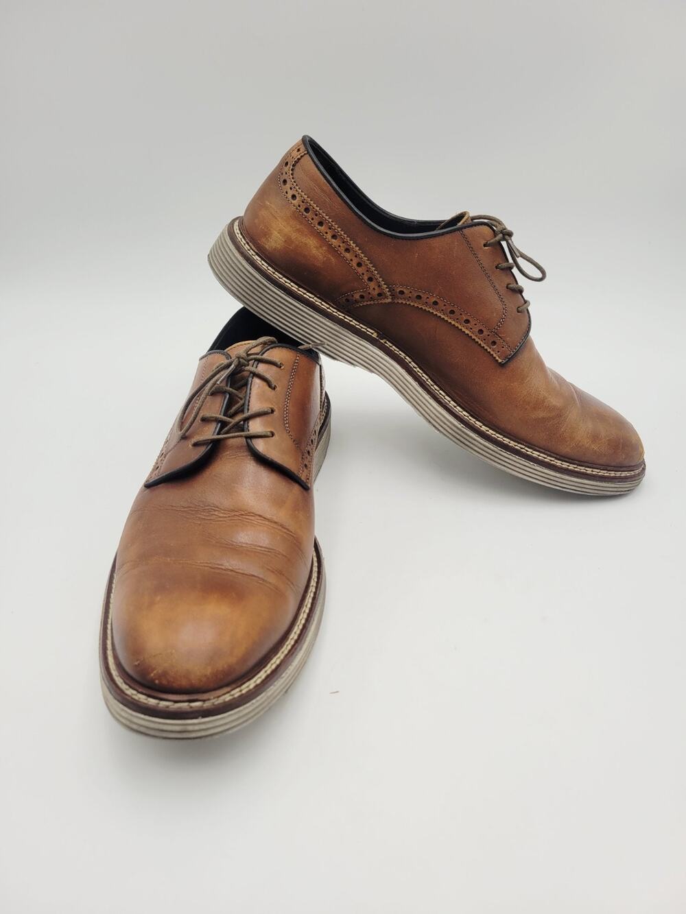 Johnston & Murphy Sz 10.5M Upton Wingtip Men's Brown Full Grain 24-2158 ITALY